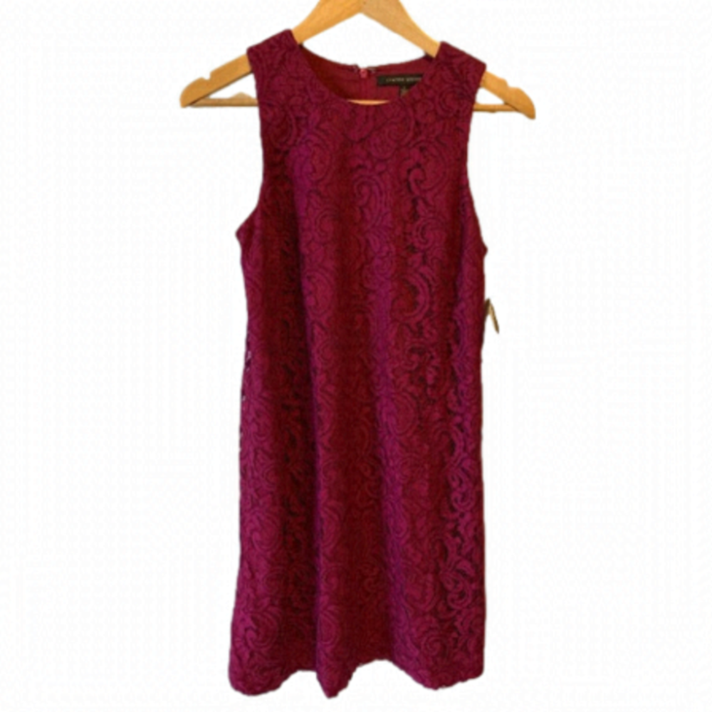 NWT Cynthia Steffe Purple Lace Evening Cocktail Sleeveless Dress Size 4